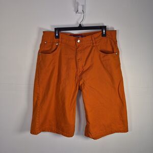 Akademiks Colors Mens Denim Bermuda Shorts Size 38 (36x14) Orange 100% Cotton